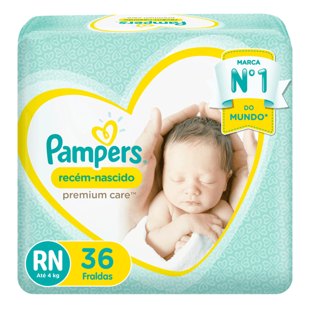 Fraldas Pampers Premium Care Recém-Nascido RN – 36 unidades