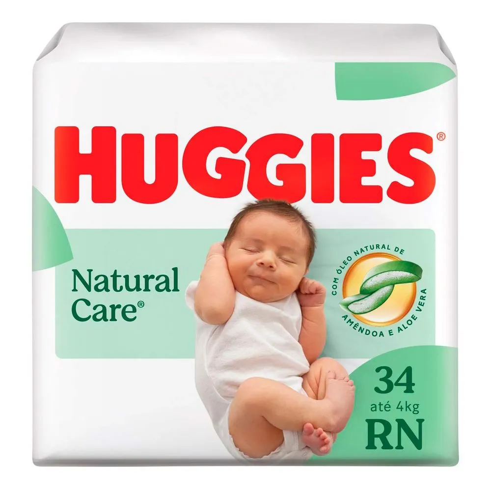 Fralda Huggies Natural Care RN – 34 Unidades